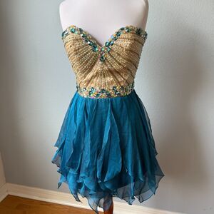 Sherri Hill Beaded Cocktail Mini Strapless Dress Size 10